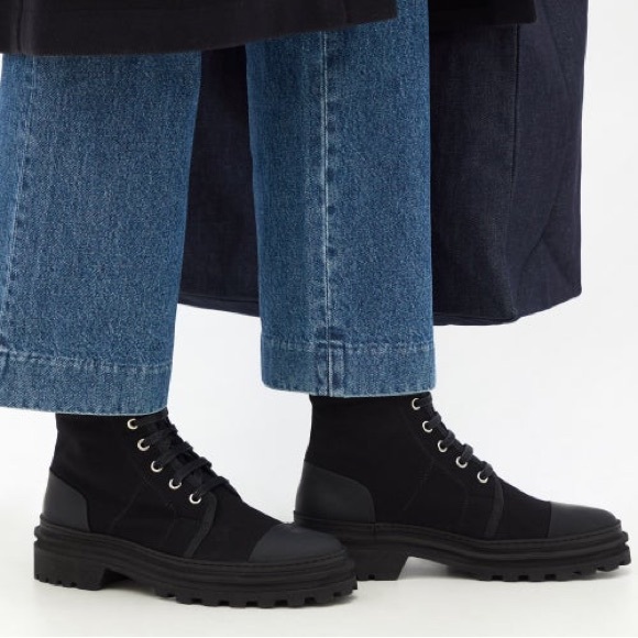 A.P.C. Shoes - A.P.C Faustine Basse Ankle Boots Size 9 Shoes Lace Up Black Canvas New